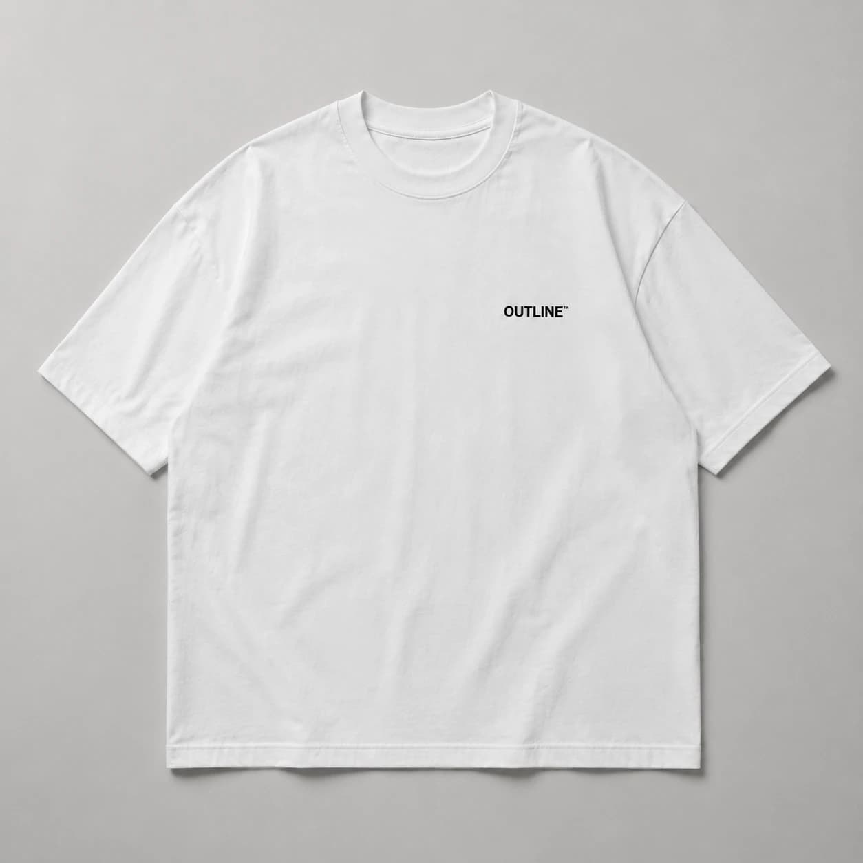 OUTLINE white heavyweight tee, flat product shot