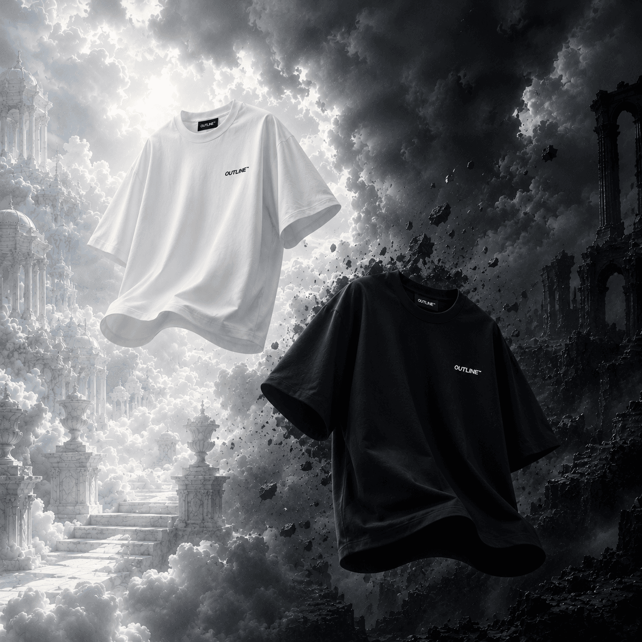 OUTLINE — white and black heavyweight tees